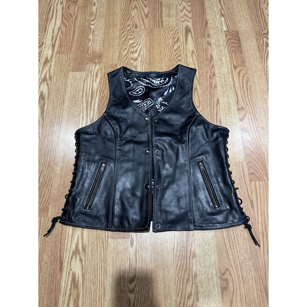 Xelement Advanced Motorcycle Gear XL Black Leather Vest Pockets used